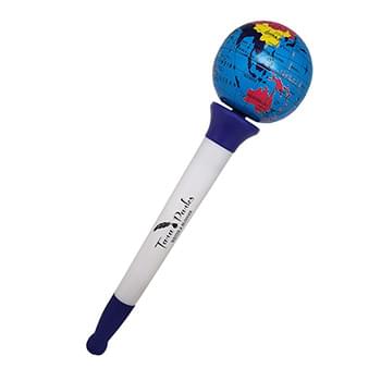 Rotating globe pen